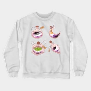 LGBT potions sticker set of four non-binary, Asexual, a romantic and demisexual Crewneck Sweatshirt